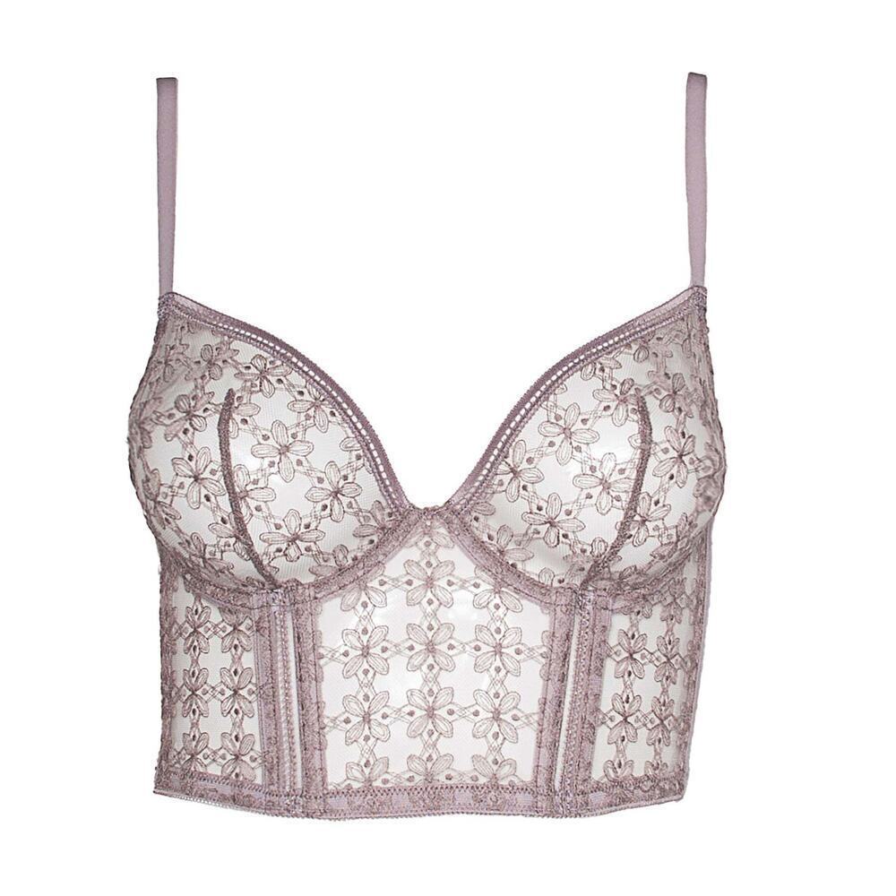 NWT Huit Women's Purple Eight Coffee Flower Caf Fleur Bustier Bra Size 36C
